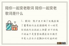 陪你一起变老歌词 陪你一起变老歌词是什么