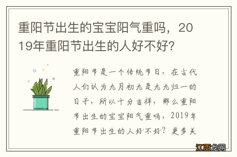 重阳节出生的宝宝阳气重吗，2019年重阳节出生的人好不好？