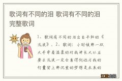 歌词有不同的泪 歌词有不同的泪完整歌词