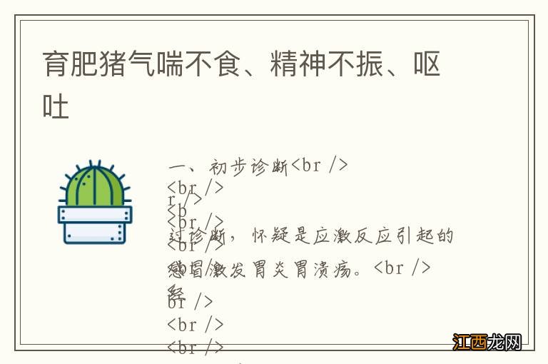 育肥猪气喘不食、精神不振、呕吐