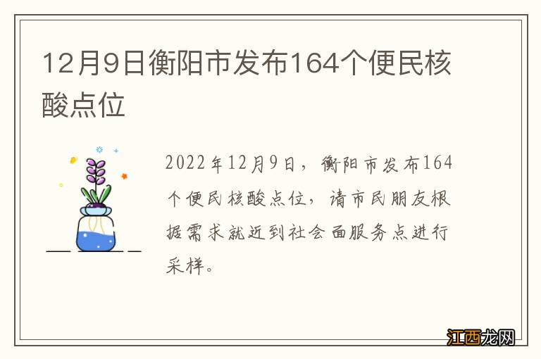 12月9日衡阳市发布164个便民核酸点位