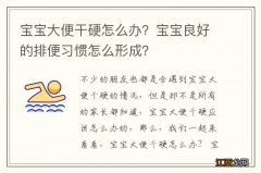 宝宝大便干硬怎么办？宝宝良好的排便习惯怎么形成？