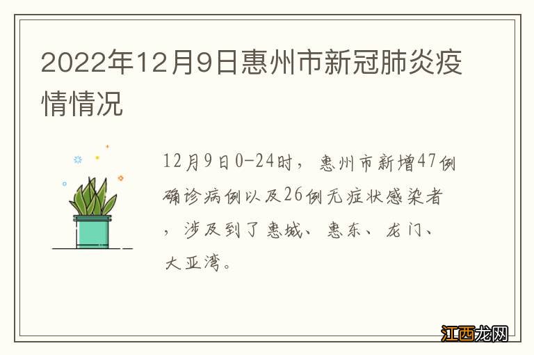 2022年12月9日惠州市新冠肺炎疫情情况