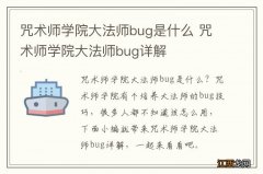 咒术师学院大法师bug是什么 咒术师学院大法师bug详解