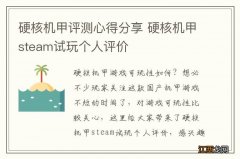 硬核机甲评测心得分享 硬核机甲steam试玩个人评价