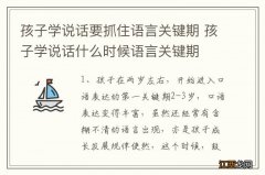 孩子学说话要抓住语言关键期 孩子学说话什么时候语言关键期