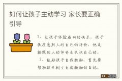 如何让孩子主动学习 家长要正确引导