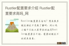 Rustler配置要求介绍 Rustler配置要求高吗_网