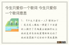 今生只爱你一个歌词 今生只爱你一个歌词意思