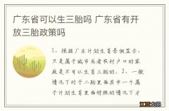 广东省可以生三胎吗 广东省有开放三胎政策吗