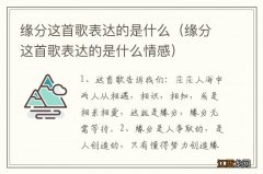 缘分这首歌表达的是什么情感 缘分这首歌表达的是什么