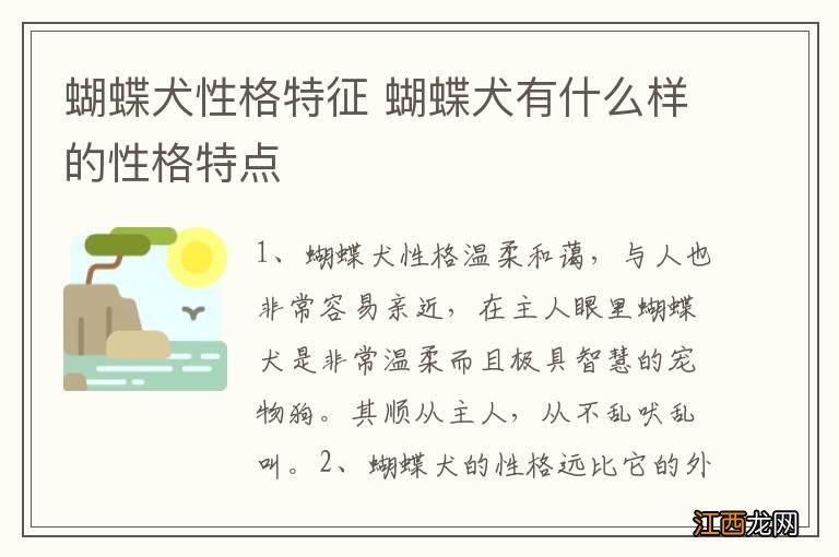 蝴蝶犬性格特征 蝴蝶犬有什么样的性格特点