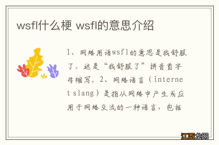 wsfl什么梗 wsfl的意思介绍