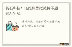 药石科技：诺维科思拟减持不超过3.91%