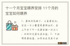 十一个月宝宝喂养安排 11个月的宝宝如何喂养