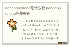 nononononono是什么歌 nononononono完整歌词