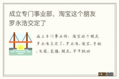 成立专门事业部，淘宝这个朋友罗永浩交定了