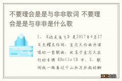 不要理会是是与非非歌词 不要理会是是与非非是什么歌