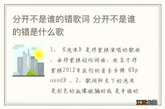 分开不是谁的错歌词 分开不是谁的错是什么歌