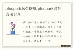 picopark怎么联机 picopark联机方法分享