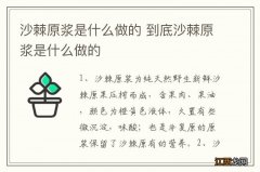 沙棘原浆是什么做的 到底沙棘原浆是什么做的