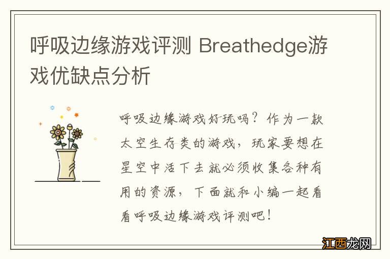 呼吸边缘游戏评测 Breathedge游戏优缺点分析