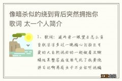 像暗杀似的绕到背后突然拥抱你歌词 太一个人简介