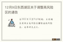 12月9日东西湖区关于调整高风险区的通告