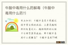 牛酸中毒用什么药? 牛酸中毒用什么药解毒