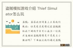 盗贼模拟游戏介绍 Thief Simulator怎么玩