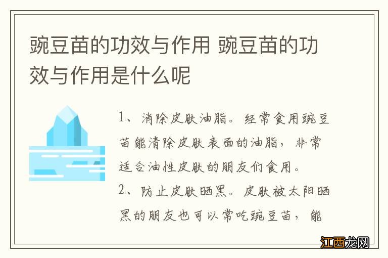 豌豆苗的功效与作用 豌豆苗的功效与作用是什么呢