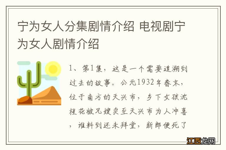 宁为女人分集剧情介绍 电视剧宁为女人剧情介绍