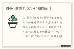 SNH48简介 SNH48的简介