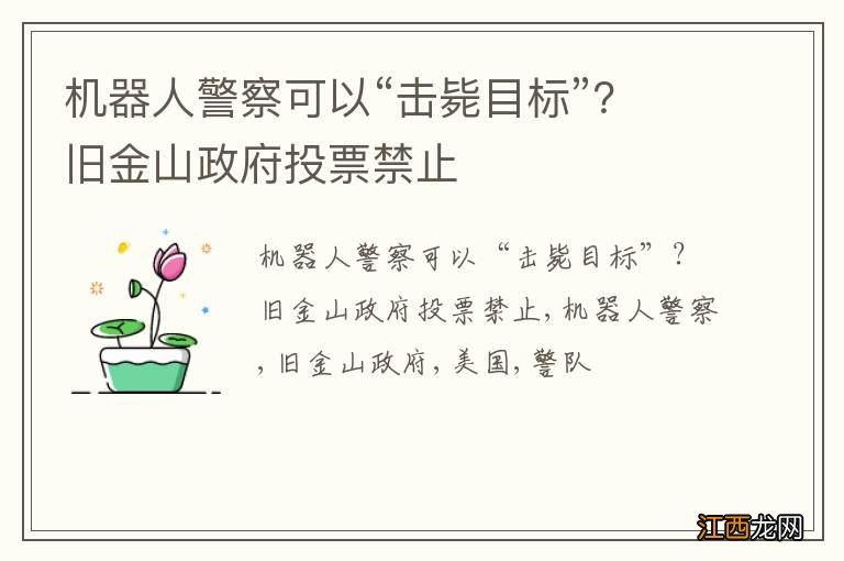 机器人警察可以“击毙目标”？旧金山政府投票禁止