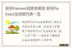 斩妖Raksasi成就有哪些 斩妖Raksasi全成就列表一览