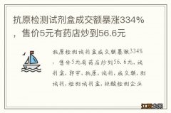 抗原检测试剂盒成交额暴涨334%，售价5元有药店炒到56.6元