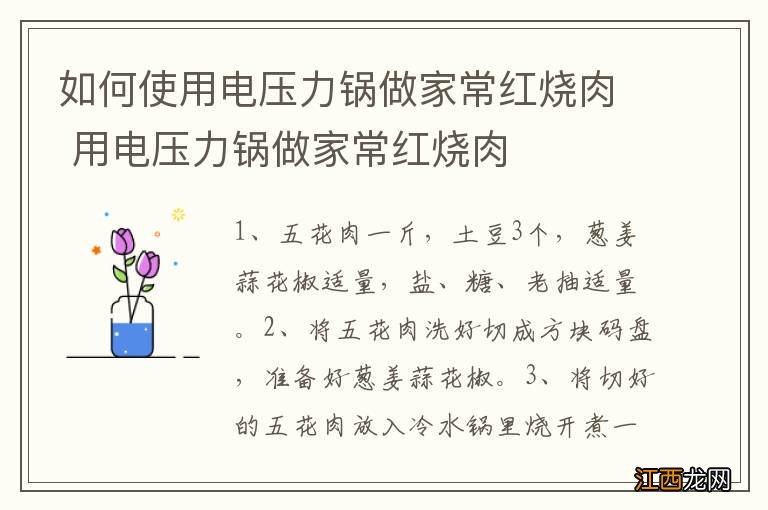 如何使用电压力锅做家常红烧肉 用电压力锅做家常红烧肉