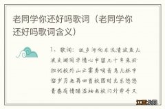 老同学你还好吗歌词含义 老同学你还好吗歌词