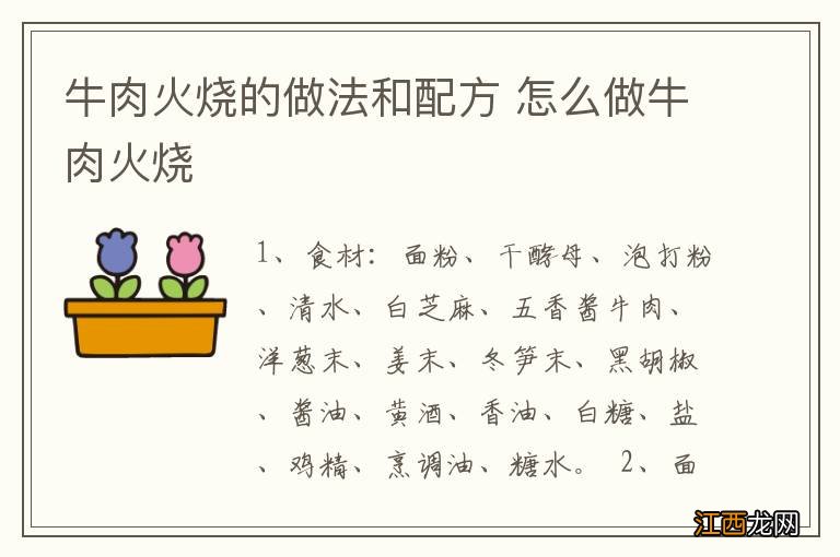 牛肉火烧的做法和配方 怎么做牛肉火烧