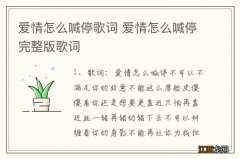 爱情怎么喊停歌词 爱情怎么喊停完整版歌词