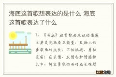 海底这首歌想表达的是什么 海底这首歌表达了什么