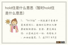 暂时hold住是什么意思 hold住是什么意思