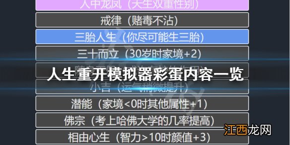 人生重开模拟器彩蛋有什么 人生重开模拟器彩蛋内容一览