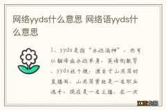 网络yyds什么意思 网络语yyds什么意思