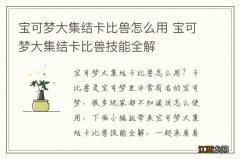 宝可梦大集结卡比兽怎么用 宝可梦大集结卡比兽技能全解