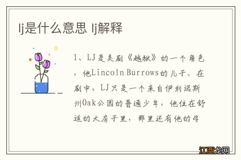 lj是什么意思 lj解释