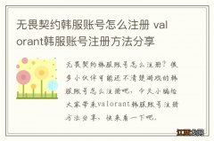 无畏契约韩服账号怎么注册 valorant韩服账号注册方法分享