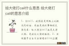 给大佬打call什么意思 给大佬打call的意思介绍