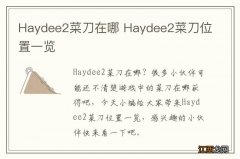 Haydee2菜刀在哪 Haydee2菜刀位置一览