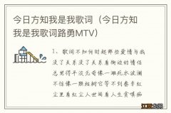 今日方知我是我歌词路勇MTV 今日方知我是我歌词